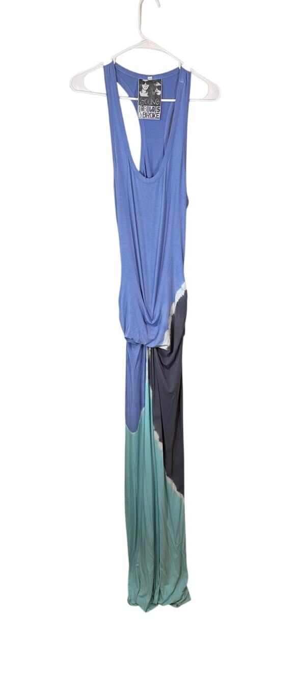 Young Fabulous and Broke Blue Tie Dye Maxi Dress Sleeveless M